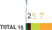 gráfico colorido em formato de barra com perfil dos cursistas do Rio de Janeiro. Legenda: 1 diretor; 2 coordenadores pedagógicos; 5 professores do atendimento educacional especializado; 7 professores de educação física. Total 15 cursistas.