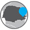 Mapa do estado do Paraná apresenta a localização de Curitiba. O mapa é cinza e a indicação da cidade é em azul ao sudeste do estado.
